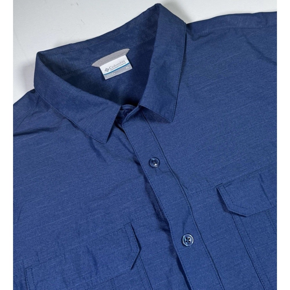 Columbia Long Sleeve Shirt Men XL Blue Omni-Wick Hiking Utility Outdoor Casual
